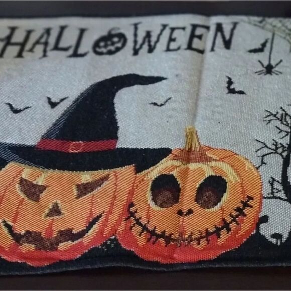 Halloween Spooky Jack O Lantern 54" Tapestry Table Runner NWOT - Picture 10 of 14